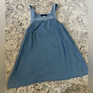 Jean tank dress with embroidered detail; size L